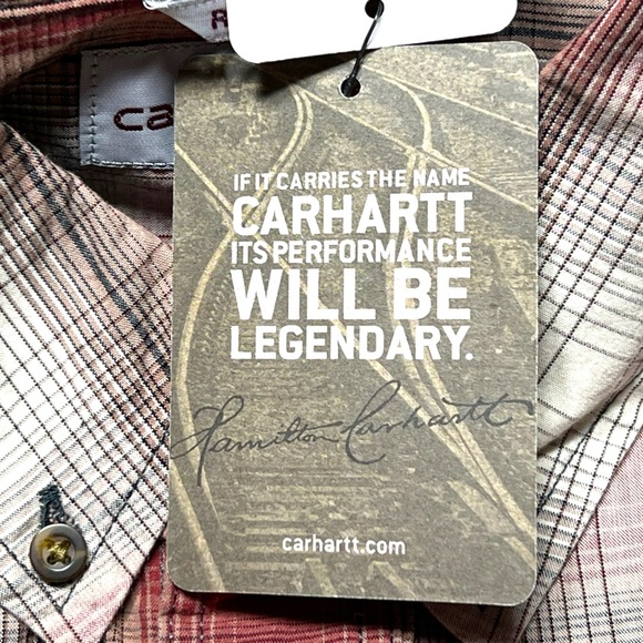 Carhartt Relaxed Fit Mid weight Short Sleeve Plaid Shirt Mens Size Medium - Picture 7 of 13